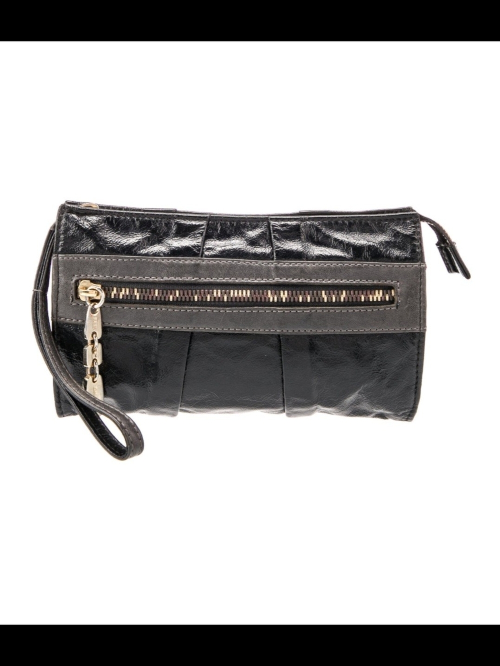 See By Chloe Black Leather Wristlet Clutch with Gold Hardware